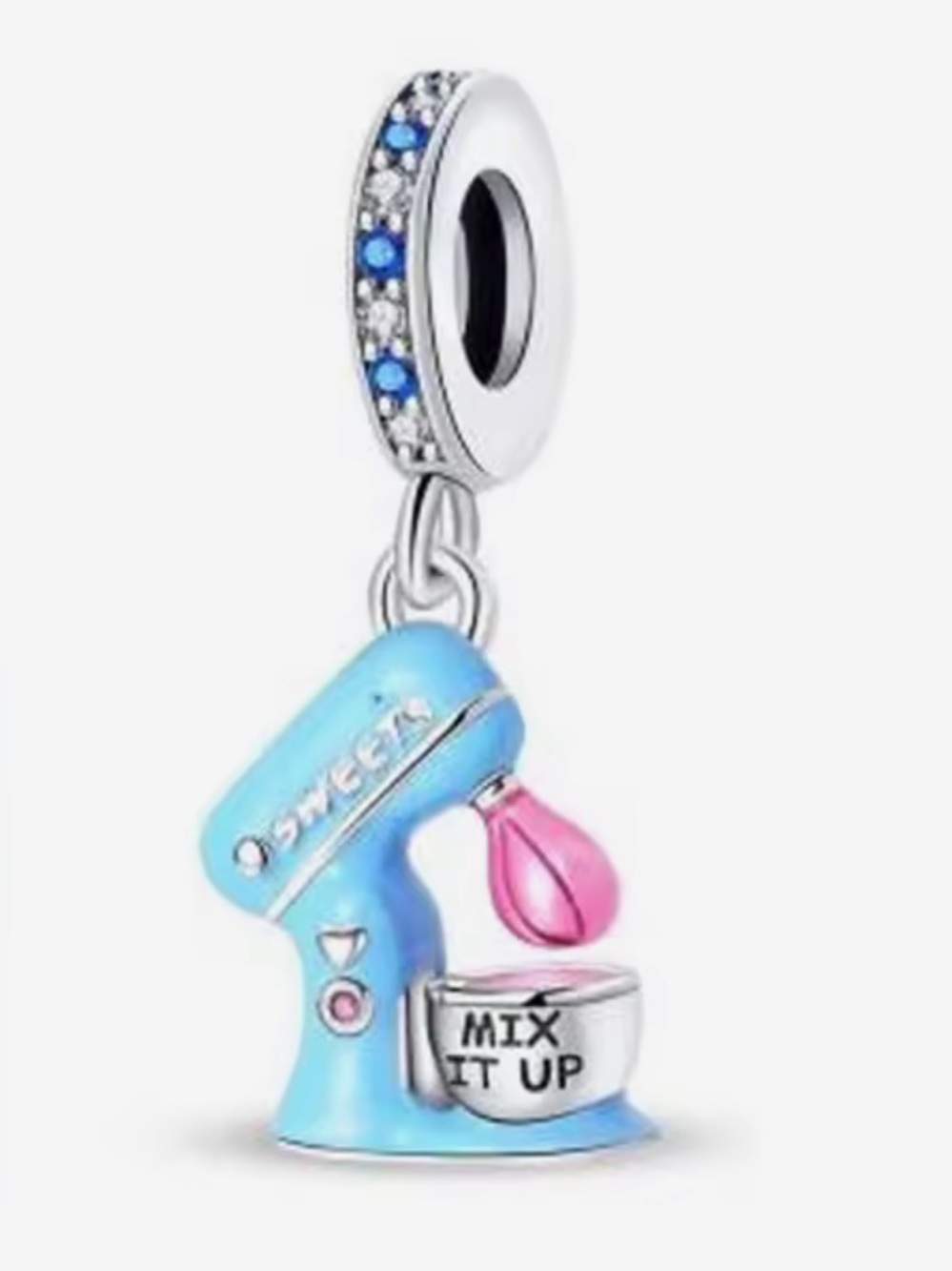 Silver, Blue & Pink Mixer Baking Dangle Charm